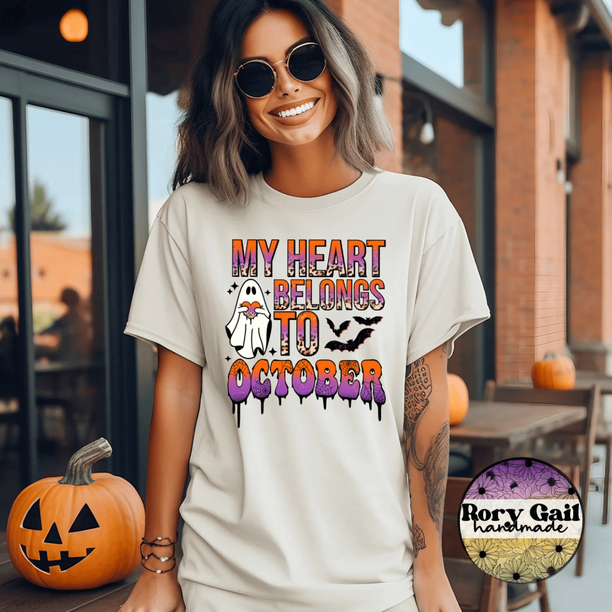 Neon Flamingo T-Shirt My Heart Belongs To October Adult