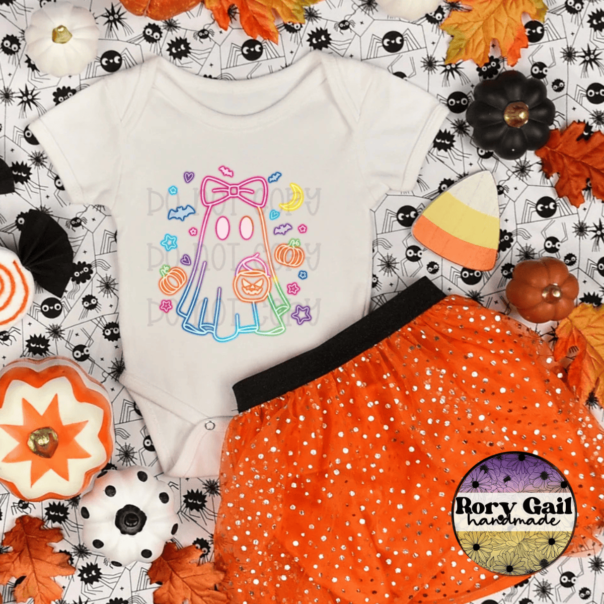 Neon Flamingo T-Shirt Neon Bow Ghostie Adult