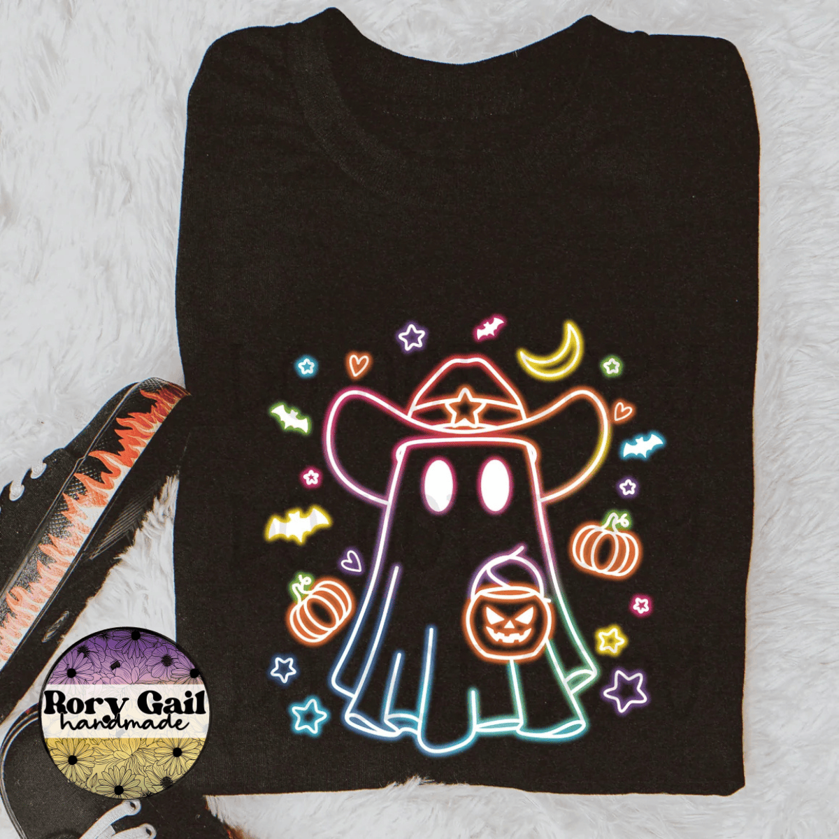Neon Flamingo T-Shirt Neon Cowboy Ghost Adult