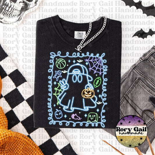 OCo T-Shirt Neon Ghost Boy Halloween Graphic Tee – Kids