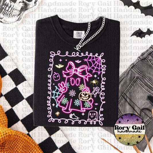 OCo T-Shirt Neon Ghost Girl Halloween Graphic Tee – Kids