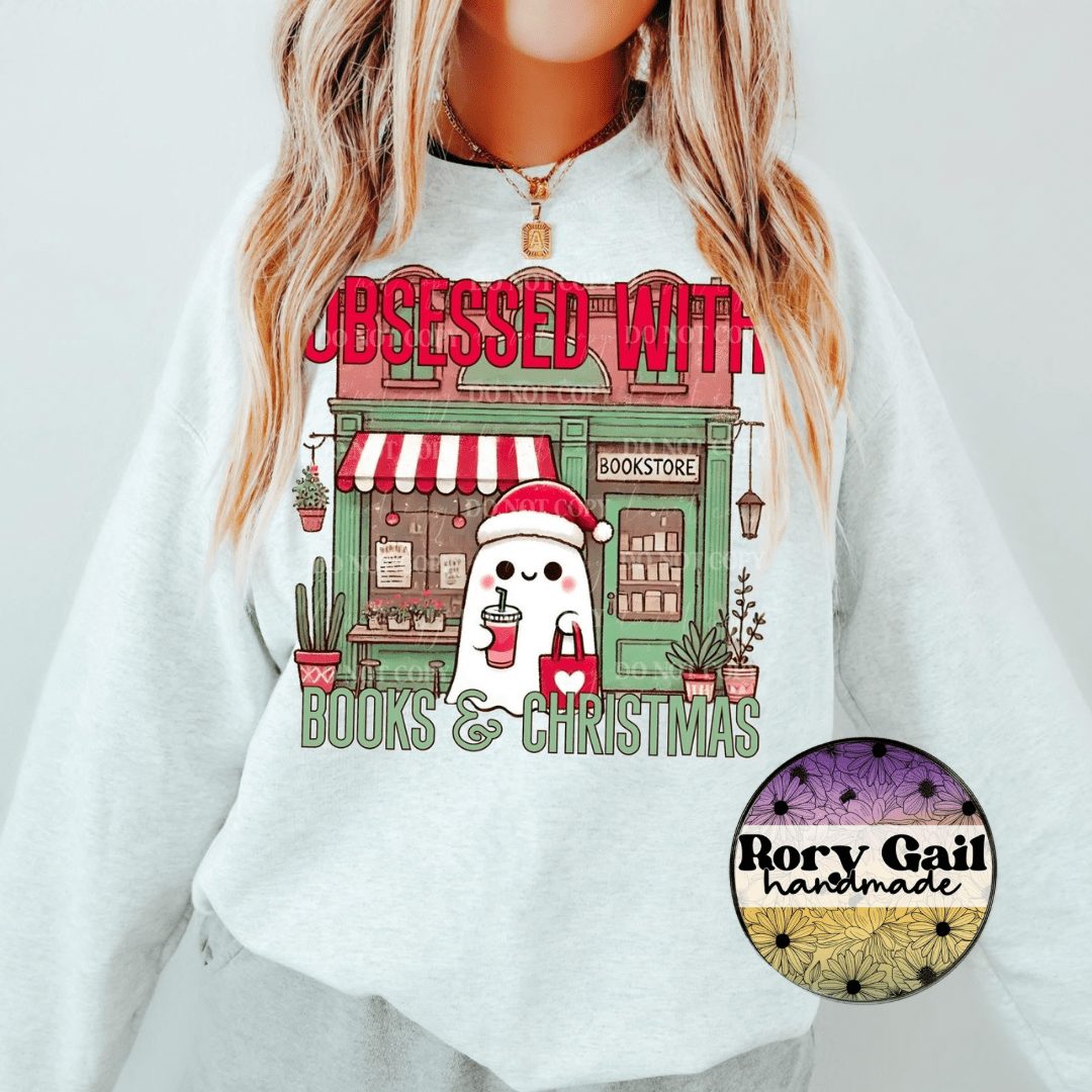 Rory Gail Handmade T-Shirt Obsessed With Books And Christmas Adult Tee