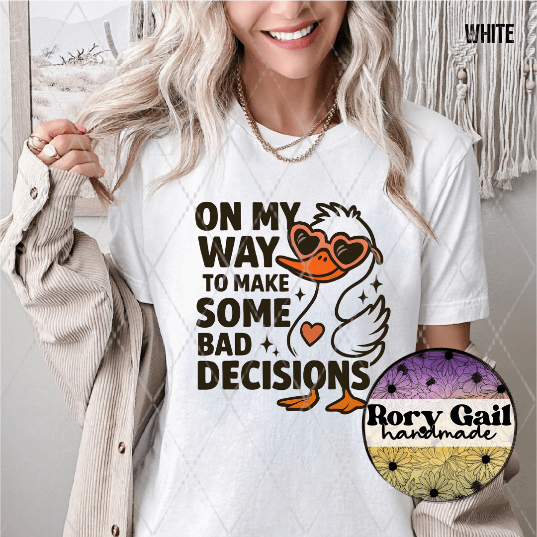 The Neon Flamingo T-Shirt On My Way To Make Bad Decisions Adult Tee