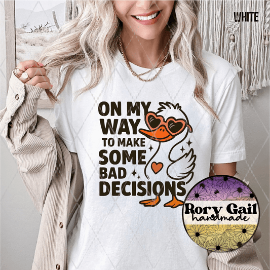 The Neon Flamingo T-Shirt On My Way To Make Bad Decisions Adult Tee