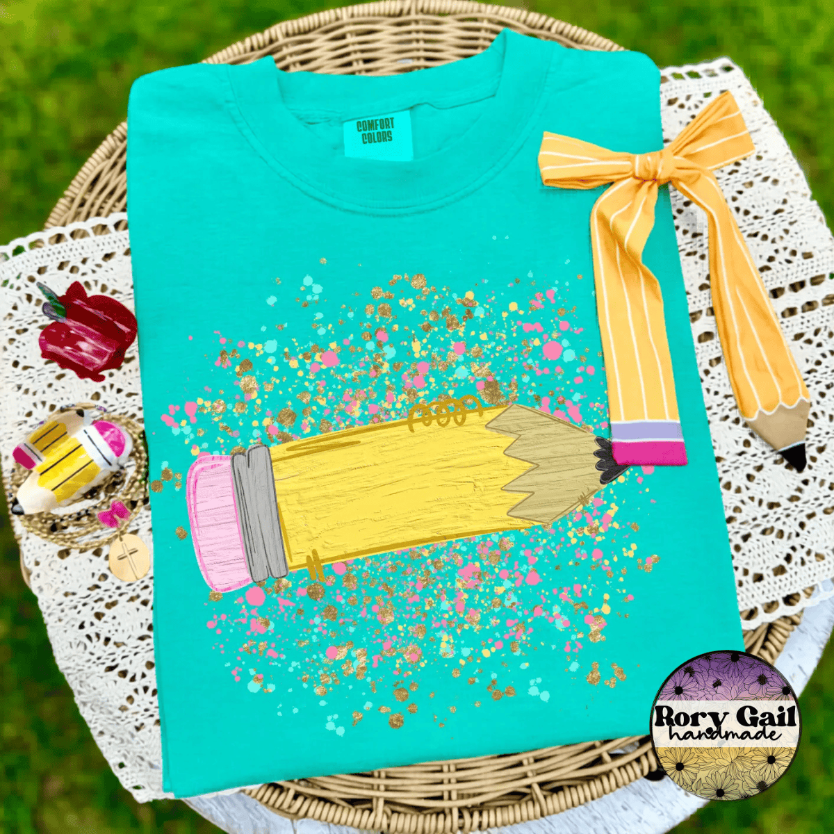 OCo T-Shirt Pencil Glitter Splatter Kids Tee