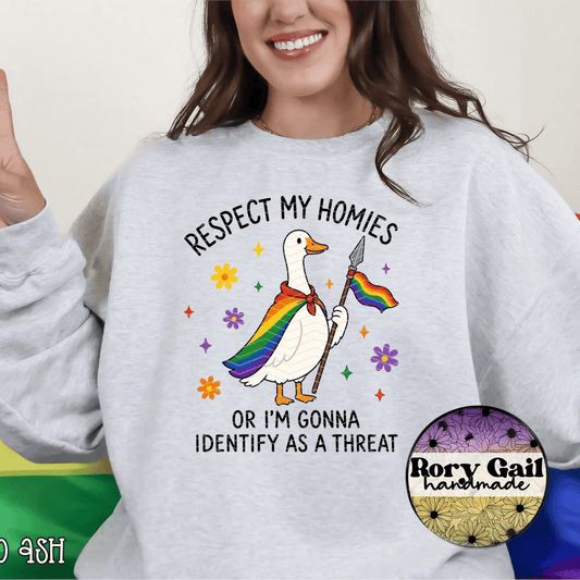 Neon Flamingo T-Shirt Respect My Homies or I'm Gonna Identify as a Threat Tee