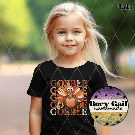 Rory Gail Handmade T-Shirt Stacked Gobble Turkey Toddler/Youth Tee