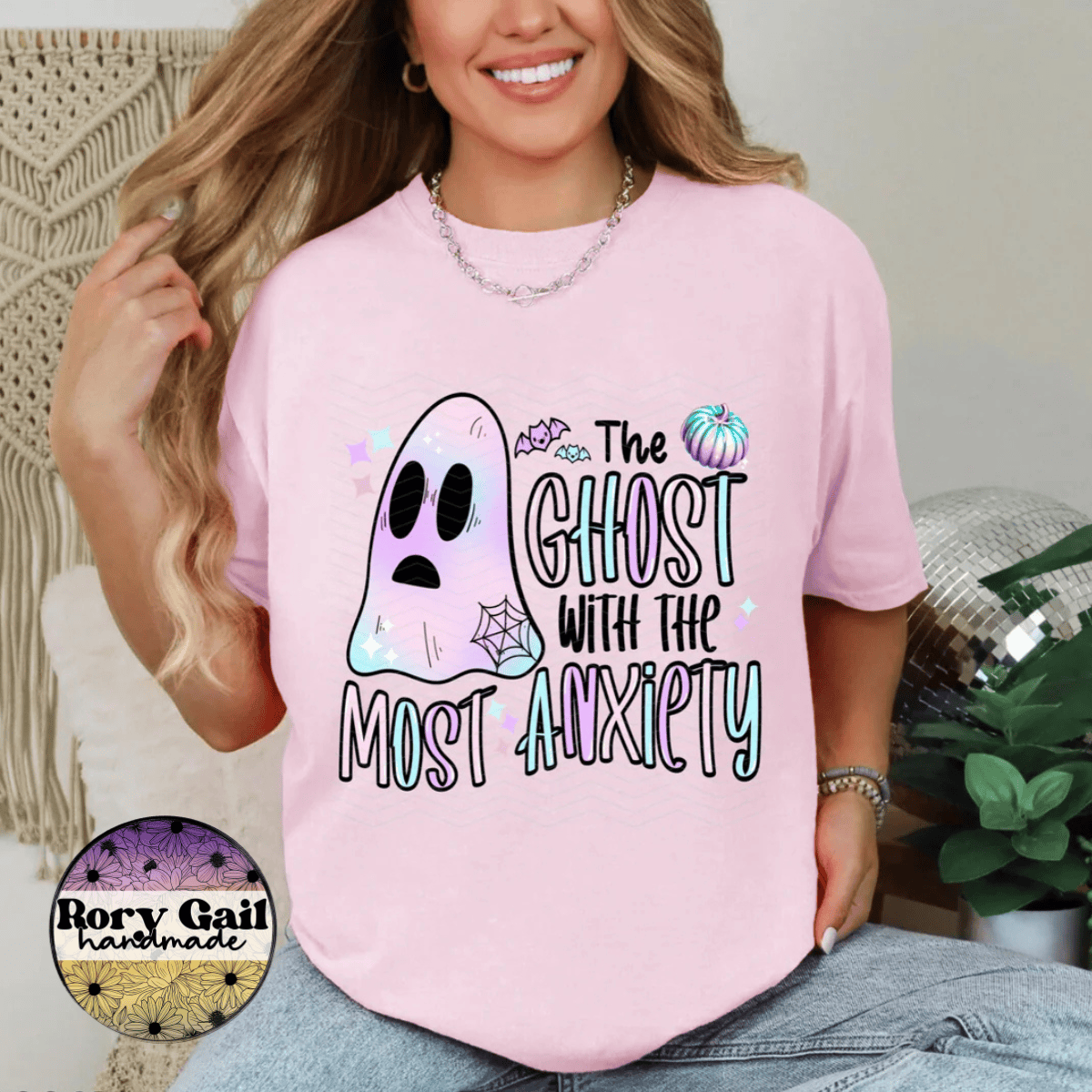 Neon Flamingo T-Shirt The Ghost With The Most Anxiety Adult