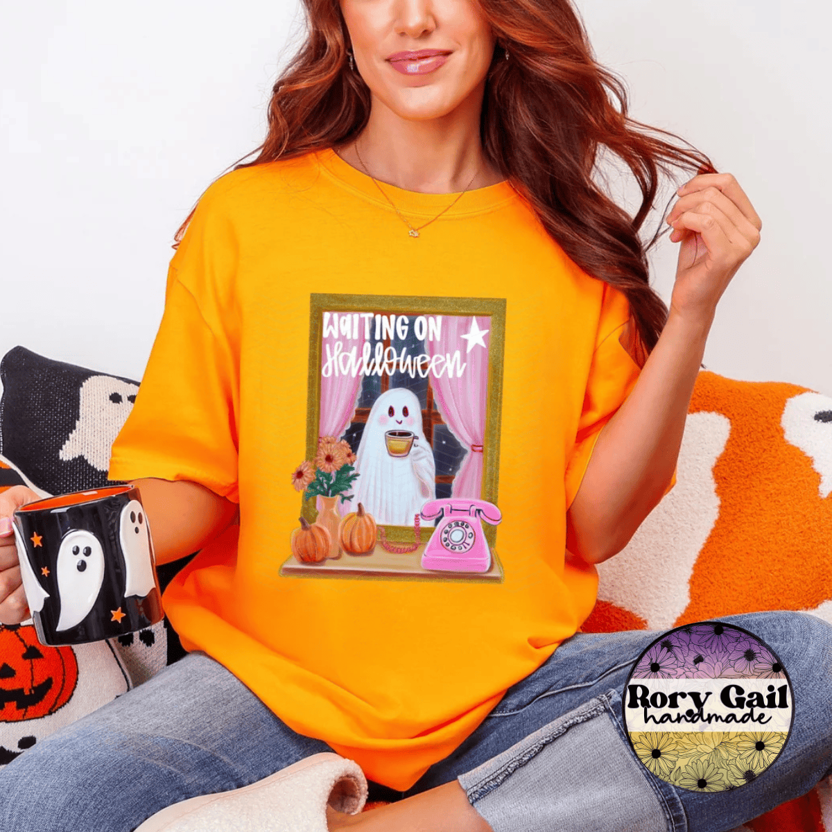 Neon Flamingo T-Shirt Waiting On Halloween Adult
