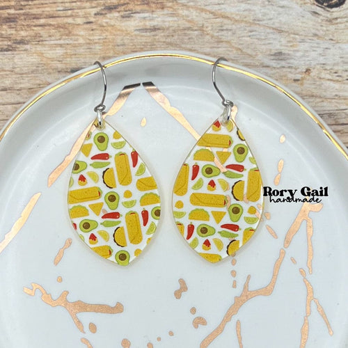 Rory Gail Handmade Tacos Acrylic Dangle Earrings
