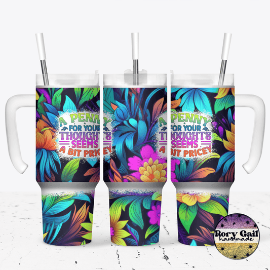 Rory Gail Handmade Tumblers A Penny For Your Thoughts 30oz Grippy Tumbler