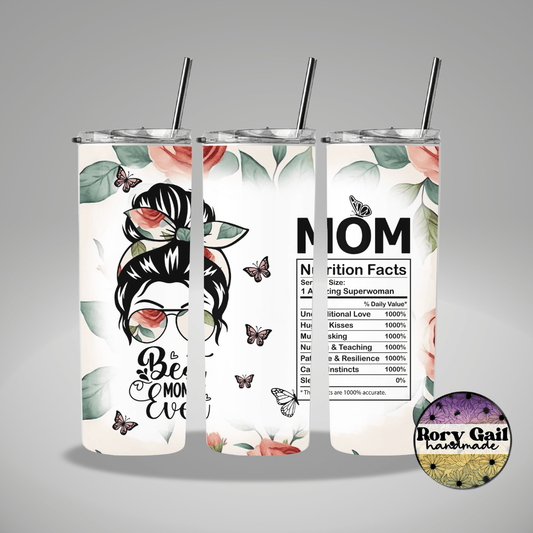 Rory Gail Handmade Tumblers Best Mom Ever 20oz Skinny Tumbler