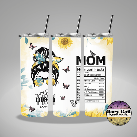 Rory Gail Handmade Tumblers Best Mom Ever Stacked 20oz Skinny Tumbler
