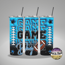 Load image into Gallery viewer, Rory Gail Handmade Tumblers Bright Blue/Black Football Game Day 3D Inflated 20oz Tumblers
