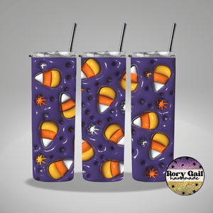 Rory Gail Handmade Tumblers Candy Corn 3D Inflated 20oz Tumbler