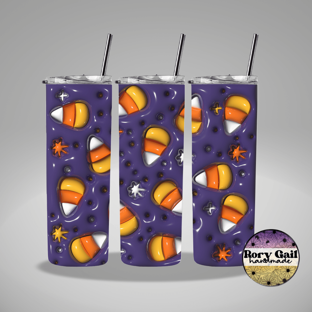 Rory Gail Handmade Tumblers Candy Corn 3D Inflated 20oz Tumbler