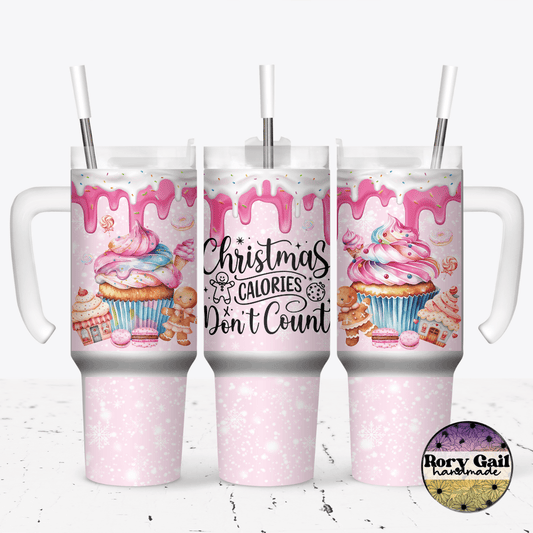 Rory Gail Handmade Tumblers Christmas Calories Don't Count 30oz Grippy Tumbler