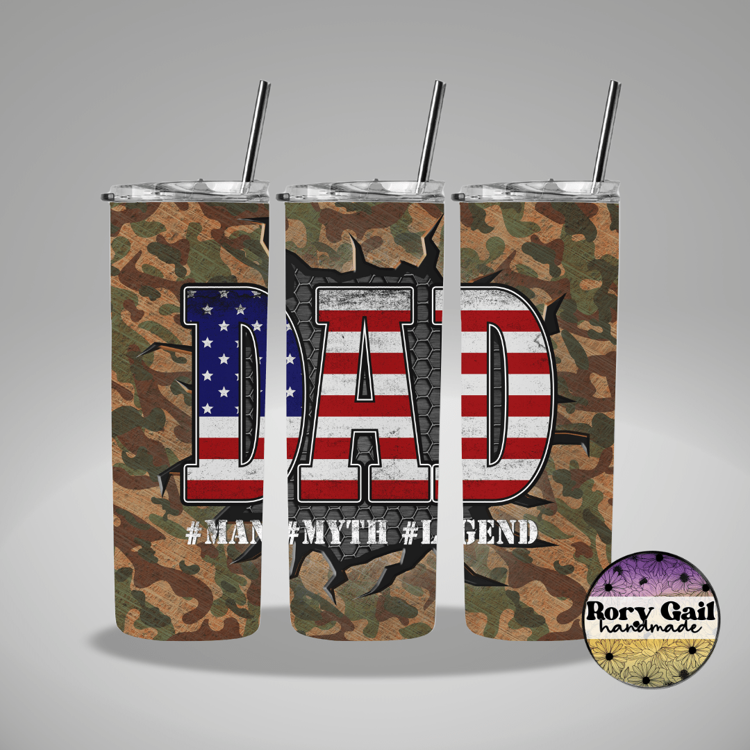 Rory Gail Handmade Tumblers Dad The Man The Myth The Legend 20oz Skinny Tumbler