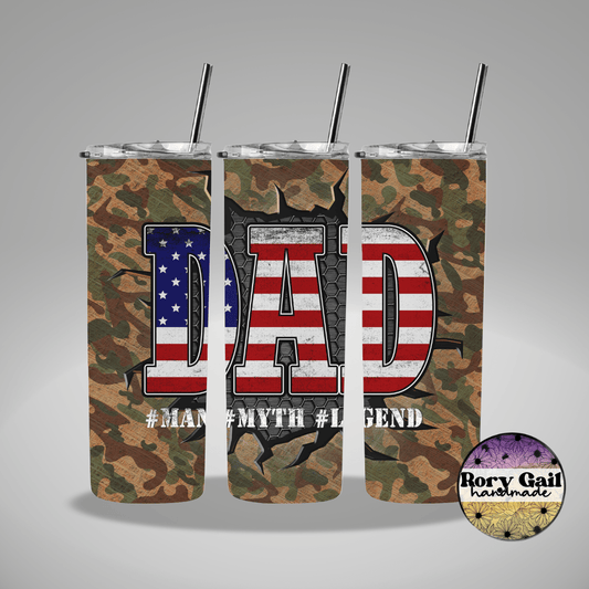 Rory Gail Handmade Tumblers Dad The Man The Myth The Legend 20oz Skinny Tumbler