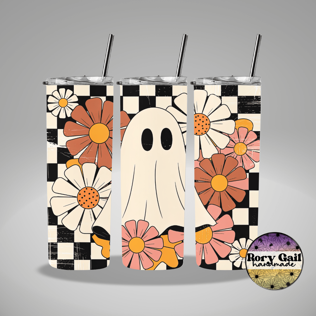 Rory Gail Handmade Tumblers Fall Retro Ghost 20oz Tumbler