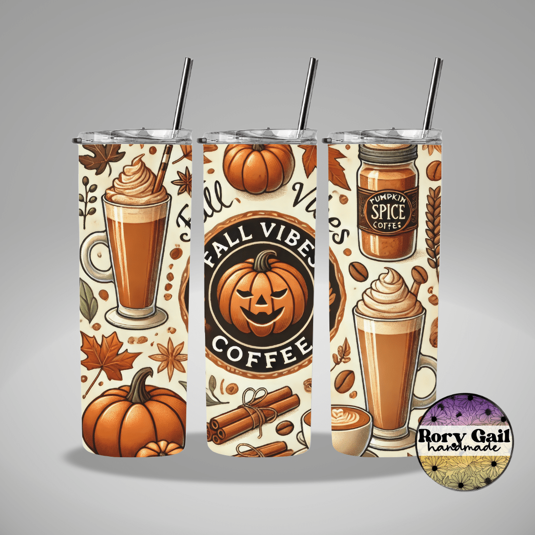 Rory Gail Handmade Tumblers Fall Vibes Coffee 20oz Tumbler