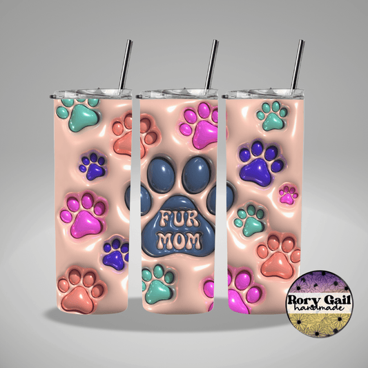 Rory Gail Handmade Tumblers Fur Mom 3D Inflated 20oz Tumbler