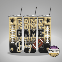 Load image into Gallery viewer, Rory Gail Handmade Tumblers Gold/Black Football Game Day 3D Inflated 20oz Tumblers
