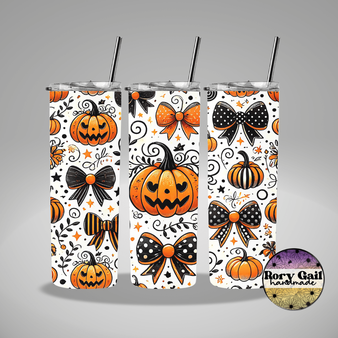Rory Gail Handmade Tumblers Halloween Coquette Bows 20oz Tumbler