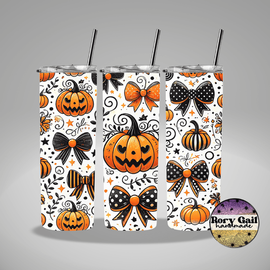 Rory Gail Handmade Tumblers Halloween Coquette Bows 20oz Tumbler