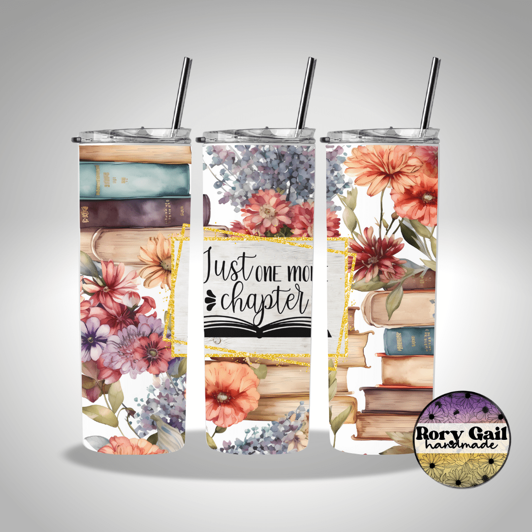 Rory Gail Handmade Tumblers Just One More Chapter 20oz Skinny Tumbler