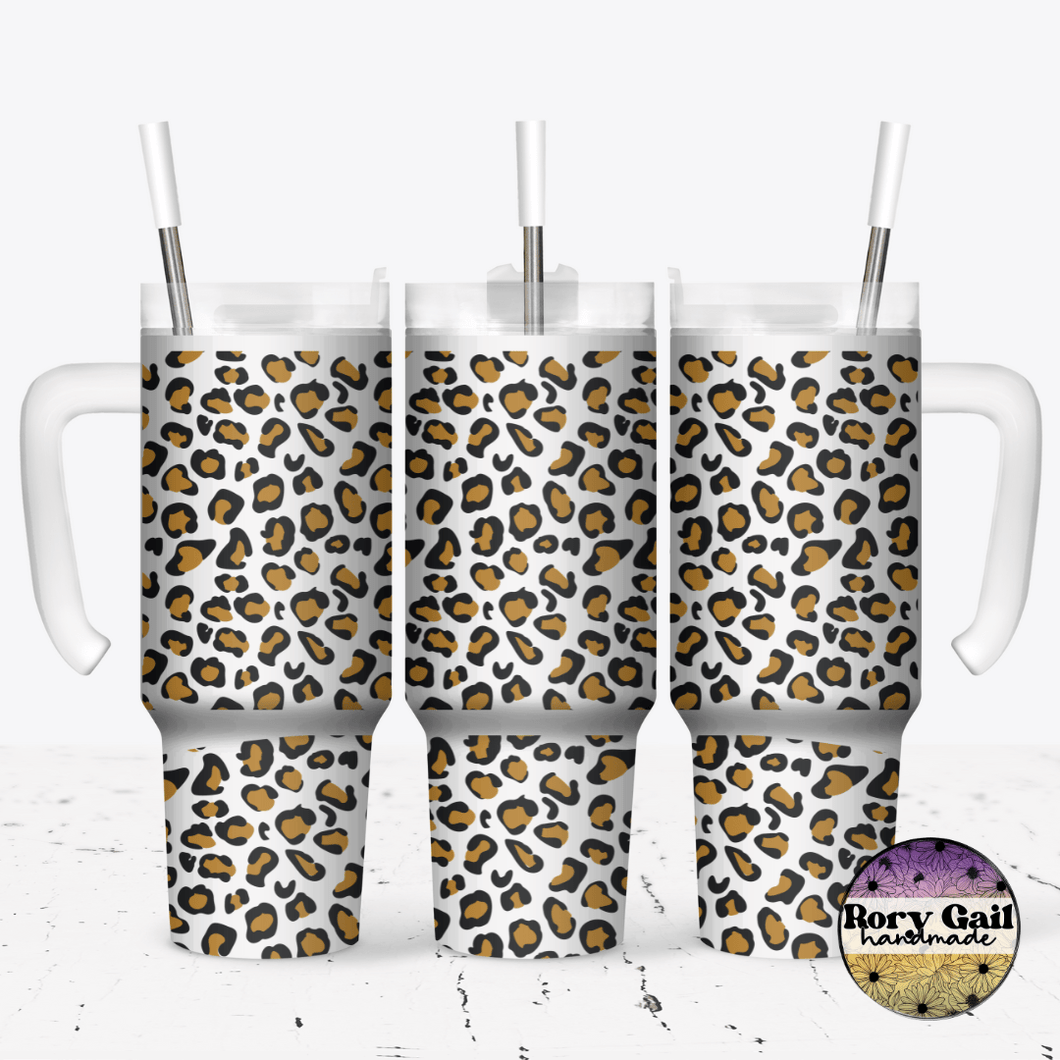 Rory Gail Handmade Tumblers Leopard Print 30oz Grippy Tumbler