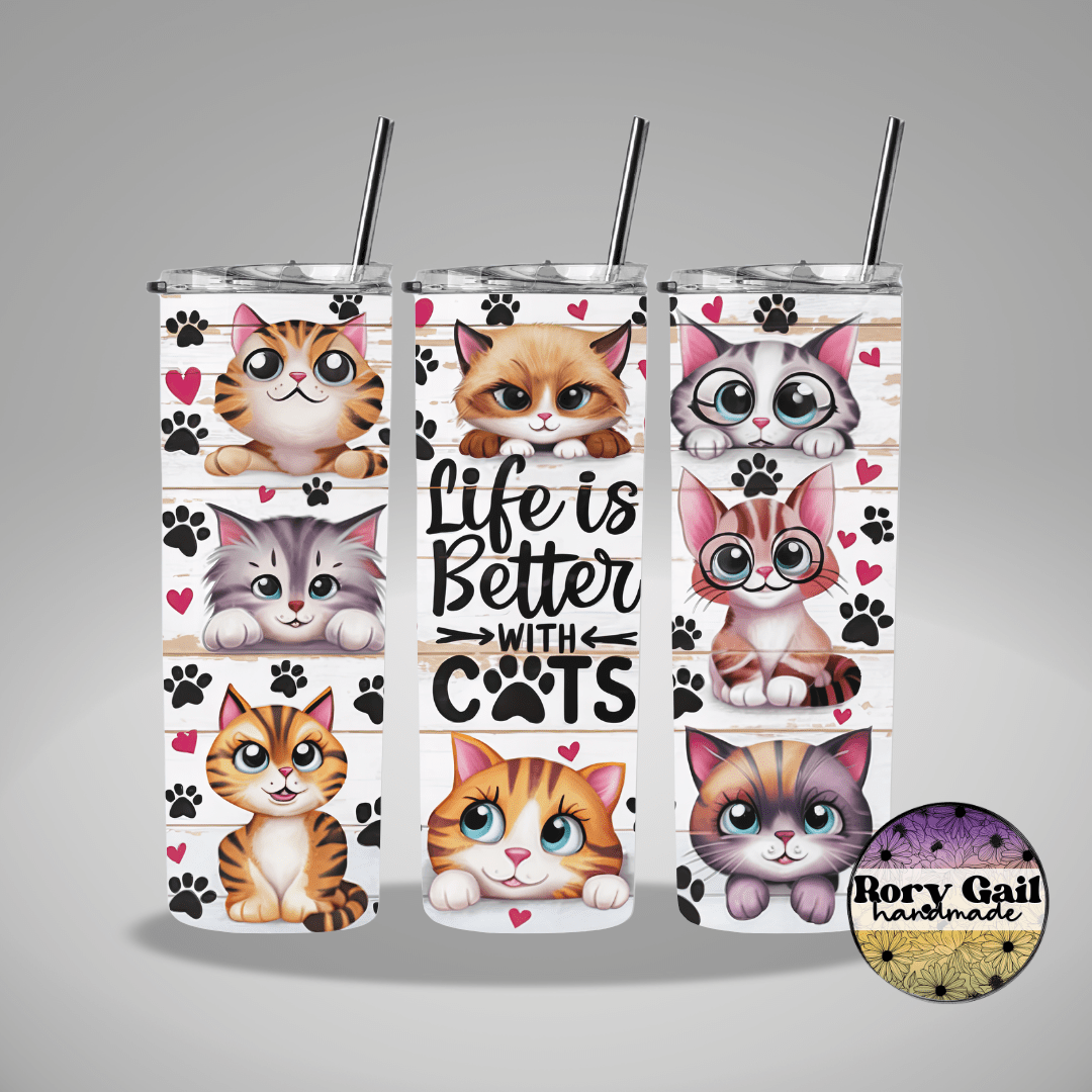 Rory Gail Handmade Tumblers Life Is Better With Cats 20oz Tumbler