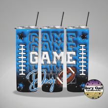 Load image into Gallery viewer, Rory Gail Handmade Tumblers Light Blue/Black Football Game Day 3D Inflated 20oz Tumblers
