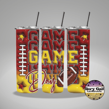 Load image into Gallery viewer, Rory Gail Handmade Tumblers Maroon/Yellow Football Game Day 3D Inflated 20oz Tumblers
