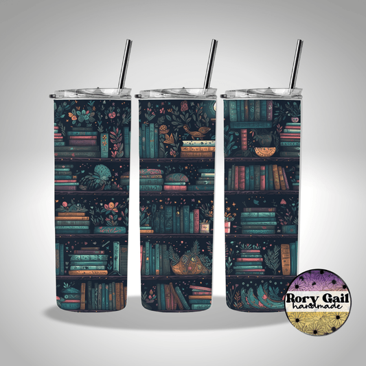 Rory Gail Handmade Tumblers Moody Book Lovers 20oz Skinny Tumbler