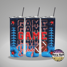 Load image into Gallery viewer, Rory Gail Handmade Tumblers Navy/Bright Blue Football Game Day 3D Inflated 20oz Tumblers
