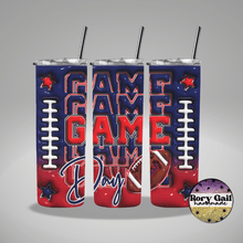 Load image into Gallery viewer, Rory Gail Handmade Tumblers Navy/Red Football Game Day 3D Inflated 20oz Tumblers
