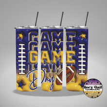 Load image into Gallery viewer, Rory Gail Handmade Tumblers Navy/Yellow Football Game Day 3D Inflated 20oz Tumblers
