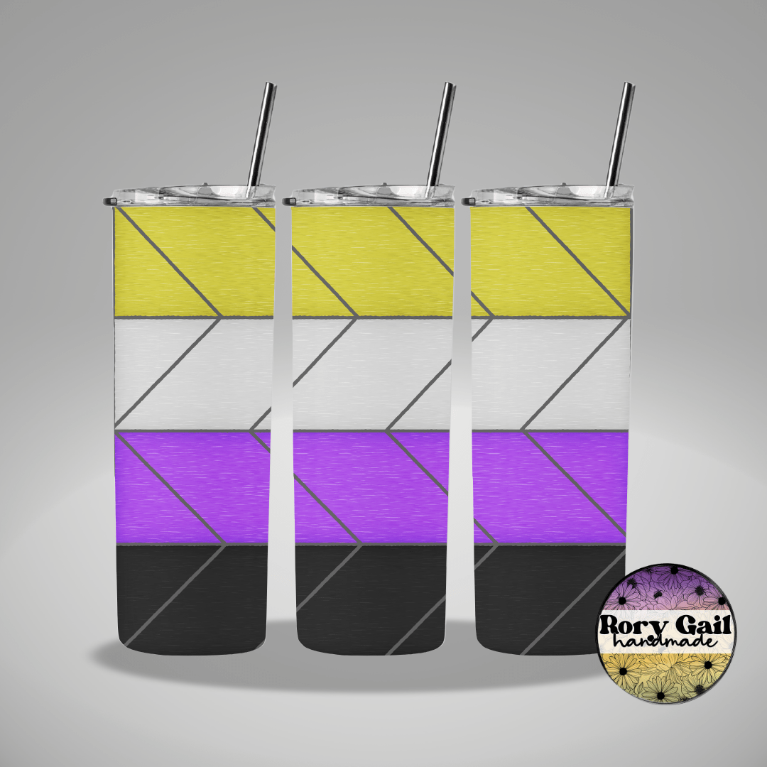 Rory Gail Handmade Tumblers Nonbinary Pride Flag Stained Glass Pride 20oz Tumblers