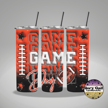 Load image into Gallery viewer, Rory Gail Handmade Tumblers Orange/Black Football Game Day 3D Inflated 20oz Tumblers
