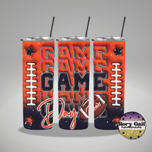 Load image into Gallery viewer, Rory Gail Handmade Tumblers Orange/Navy Football Game Day 3D Inflated 20oz Tumblers
