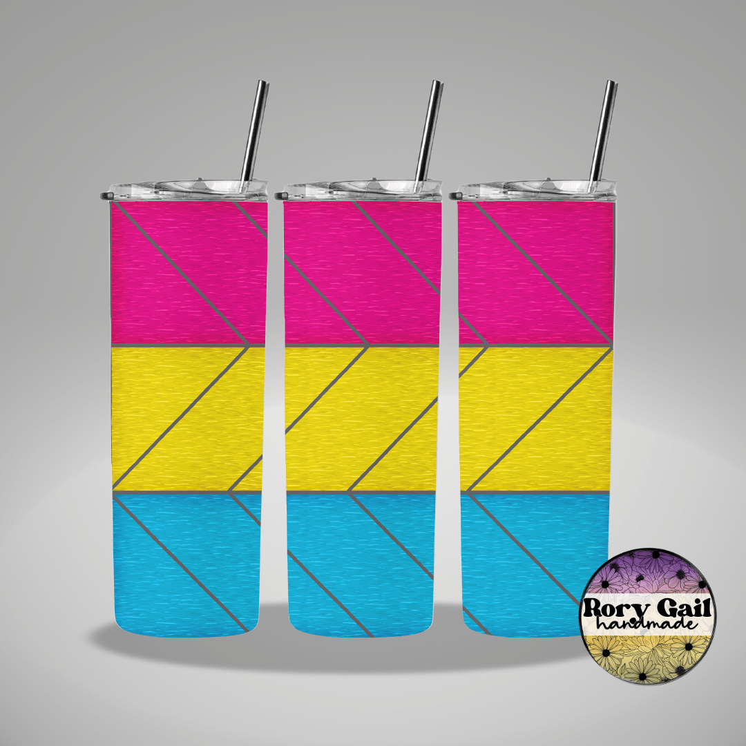 Rory Gail Handmade Tumblers Pansexual Pride Flag Stained Glass Pride 20oz Tumblers