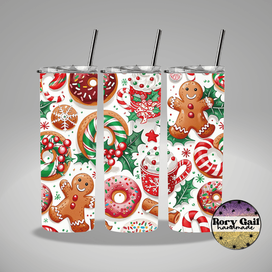 Rory Gail Handmade Tumblers Red & Green Christmas Treats 20oz Tumbler