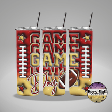 Load image into Gallery viewer, Rory Gail Handmade Tumblers Red Maroon/Gold Football Game Day 3D Inflated 20oz Tumblers
