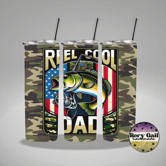 Rory Gail Handmade Tumblers Reel Cool Dad 20oz Skinny Tumbler