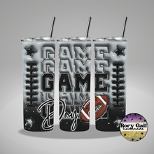 Load image into Gallery viewer, Rory Gail Handmade Tumblers Silver/Black Football Game Day 3D Inflated 20oz Tumblers
