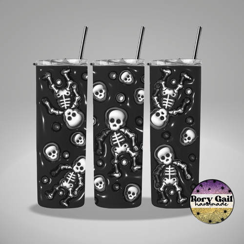 Rory Gail Handmade Tumblers Skeletons 3D Inflated 20oz Tumbler