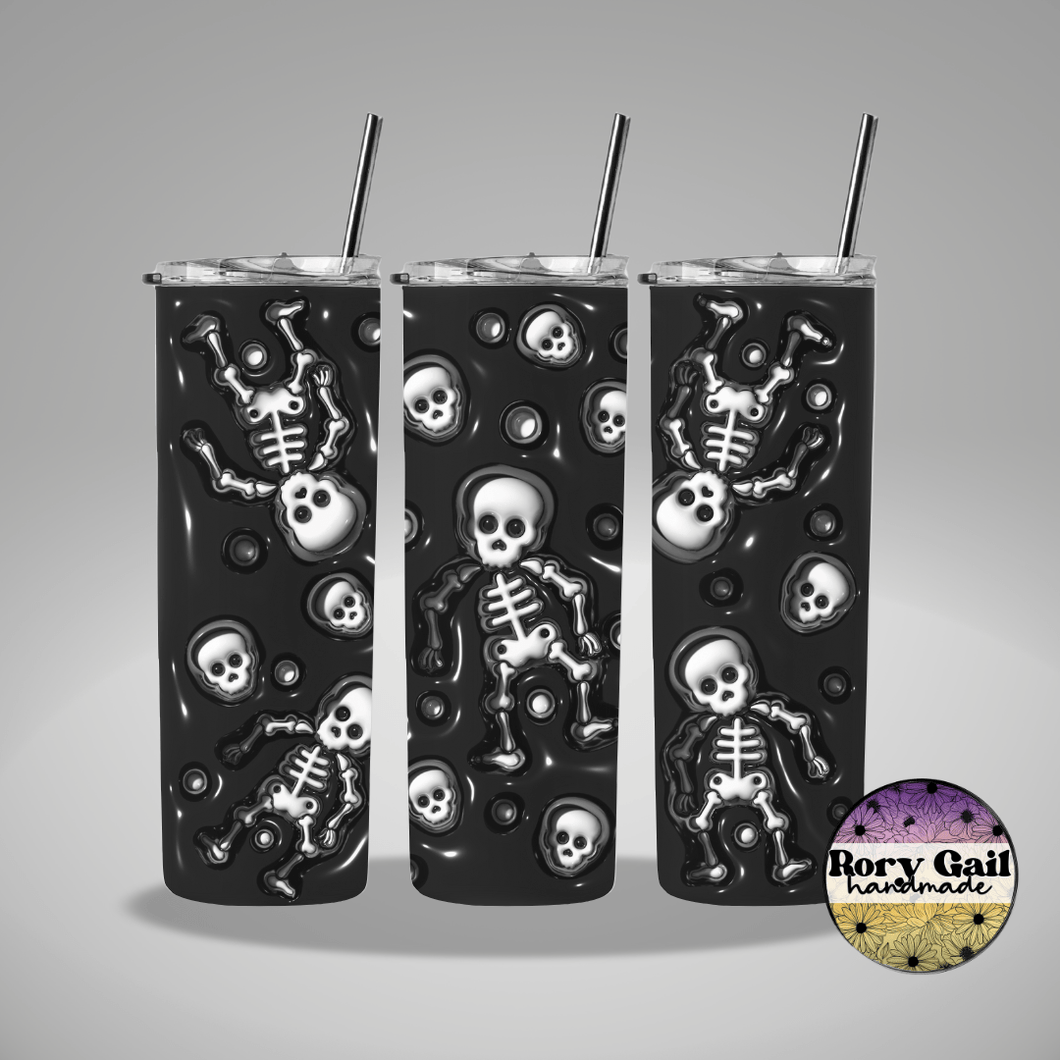 Rory Gail Handmade Tumblers Skeletons 3D Inflated 20oz Tumbler