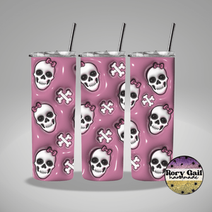 Rory Gail Handmade Tumblers Skull and Crossbones 3D Inflated 20oz Tumbler