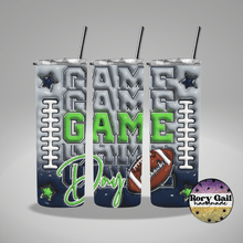 Load image into Gallery viewer, Rory Gail Handmade Tumblers Sliver/Navy Football Game Day 3D Inflated 20oz Tumblers
